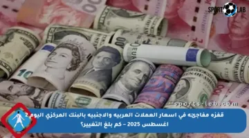 قفزة مفاجئة في أسعار العملات العربية والأجنبية بالبنك المركزي اليوم 2 أغسطس 2025 – كم بلغ التغيير؟